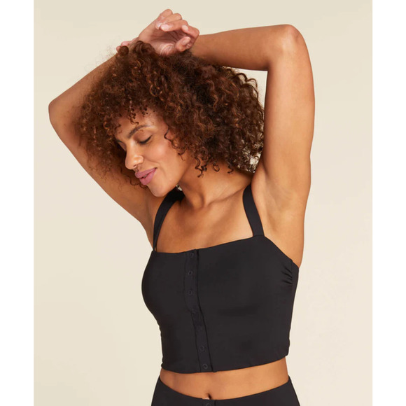 ANDIE SWIM Women's The Snap Top XL D Flat Black Square Neck NWT - Picture 1 of 8